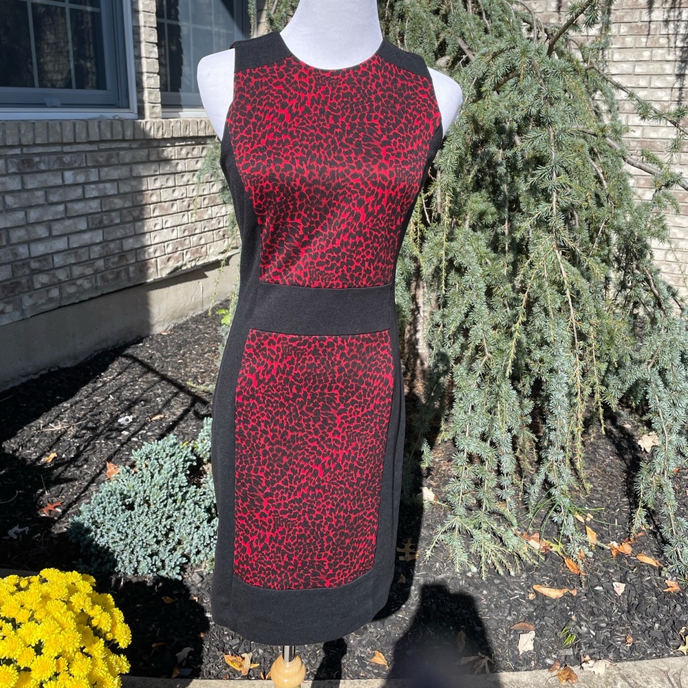 MICHAEL MICHAEL KORS 2 Cheetah Print Dress Black Red Retro Y2K Indie Sleeze